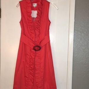 Milly dress in coral with decorative belt